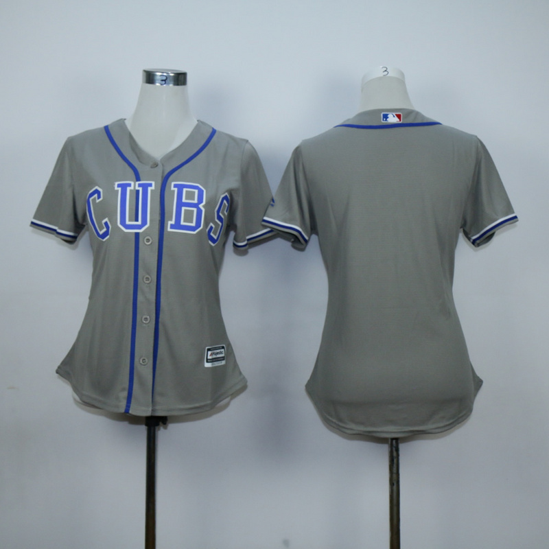 Women Chicago Cubs Blank Grey MLB Jerseys